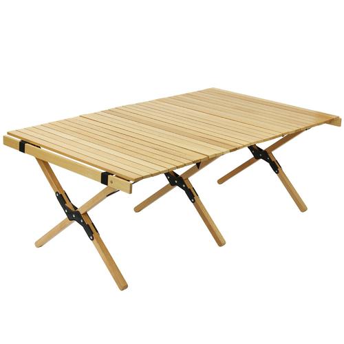 厂家批发户外可折叠便携木质蛋卷桌自驾游野营野餐桌实木折叠桌